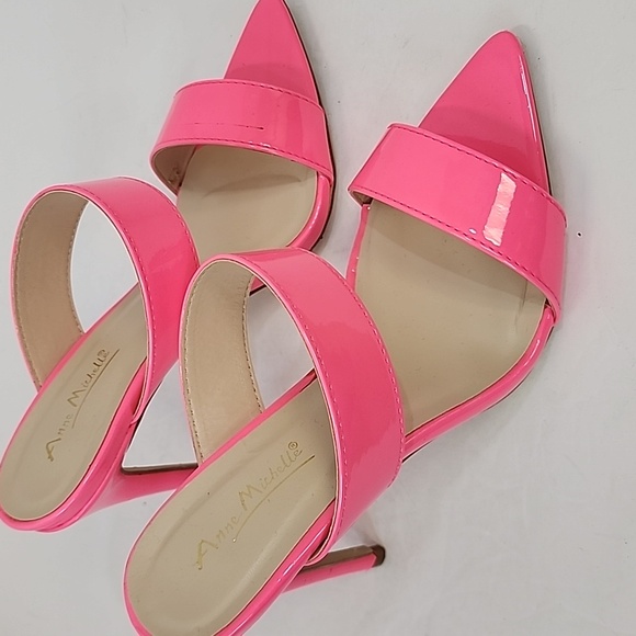 Anne Michelle Neon Pink Mule Heels, Size 7 - Picture 3 of 9